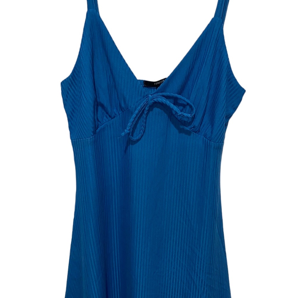 New Flowy Forever 21 Mini Knit dress Open Chest With Adjustable straps in blue